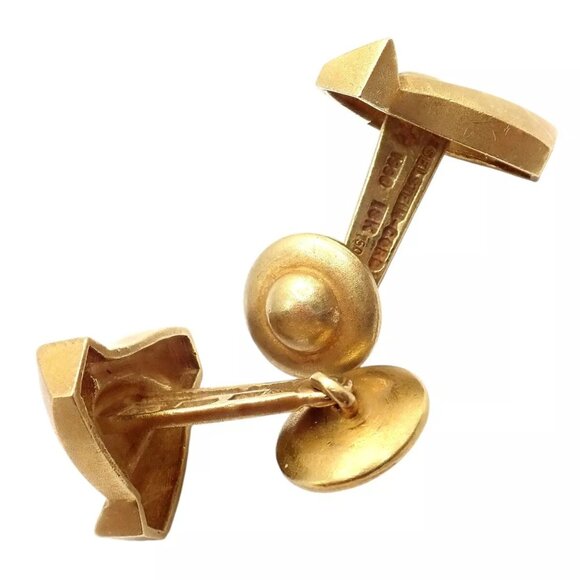 Rare! Vintage Kieselstein Cord 18k Yellow Gold Alligator Eye Cufflinks 1990 - Picture 5 of 11